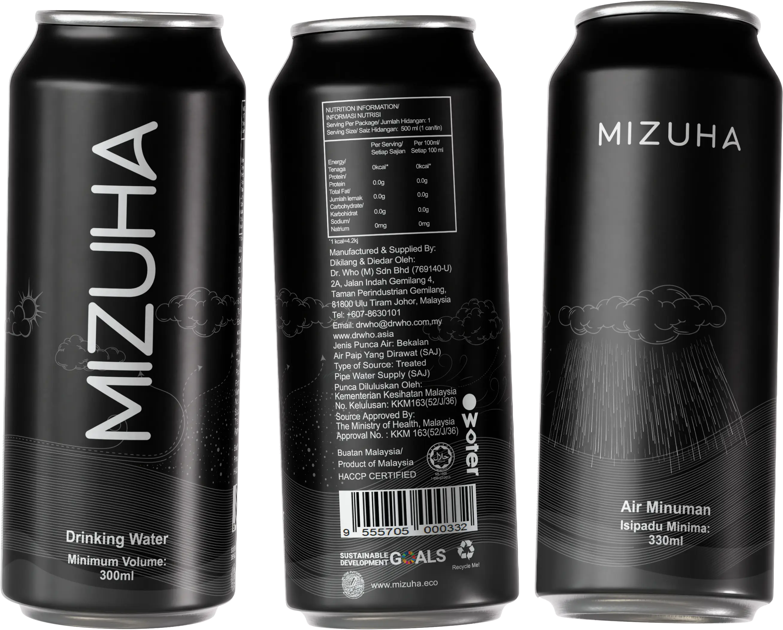 Mizuha Matte Black Water Can Mockup Lineup